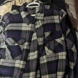 Plaid Casual Button Down Shirt - Blue and Gray